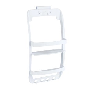 Wenko Scaffale bagno Universal, bianco, con 2 cestelli e 2 ganci per accessori bagno.