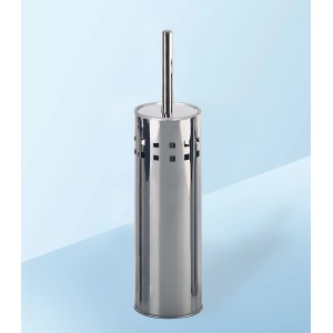 Set scopino WC t.b.t. in acciaio inox lucido con aperture quadrate.