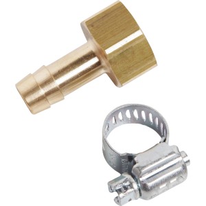 Raccordo LUX I-9 (G 3/8) in ottone con fascetta stringitubo per compressori.