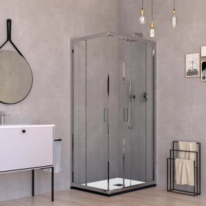 Box doccia angolare con due porte scorrevoli 700x900 mm