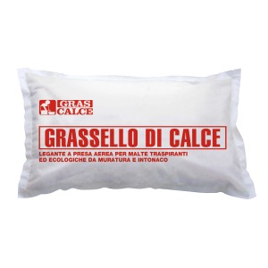 Sacco di malta di calce "Grassello di Calce" per muratura e intonaco.