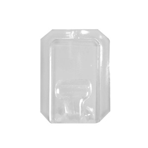 Gancio adesivo trasparente per montaggio flessibile.