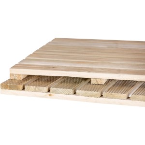Dettaglio piastrella in legno: Struttura del legno e sottostruttura della piastrella per terrazza.