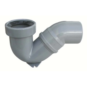 Sifone a pavimento HT grigio. Tubo di scarico per installazioni sanitarie.