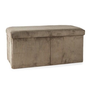 Sgabello contenitore pieghevole in velluto 60x30xH29 cm castagna