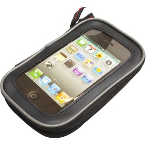 Supporto per telefono nero t.b.t. per manubrio bici, impermeabile.
