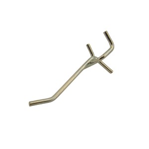 Gancio in metallo per pannelli forati per appendere gli utensili.