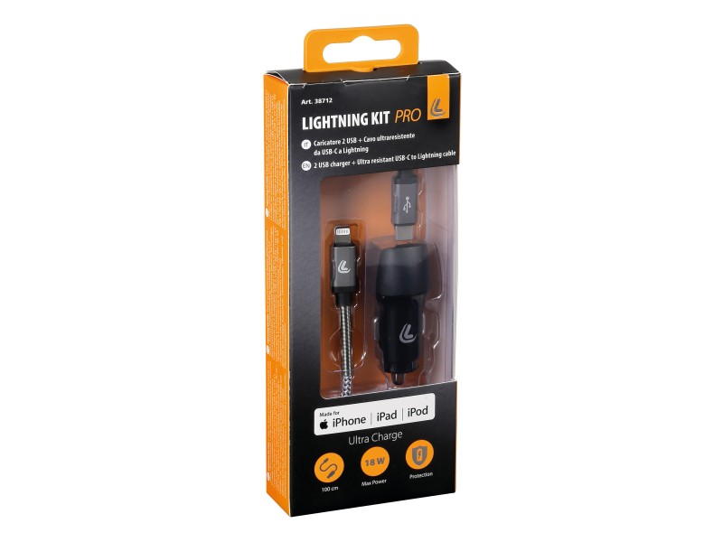 Kit auto con caricatore e cavo USB - Lightning