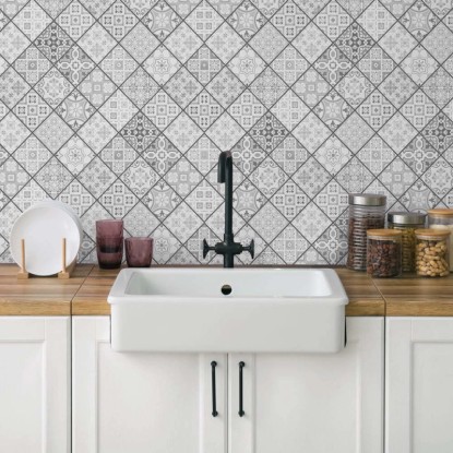 Paraschizzi Autoadesivo ignifugo Pewter Tiles 190x60 cm