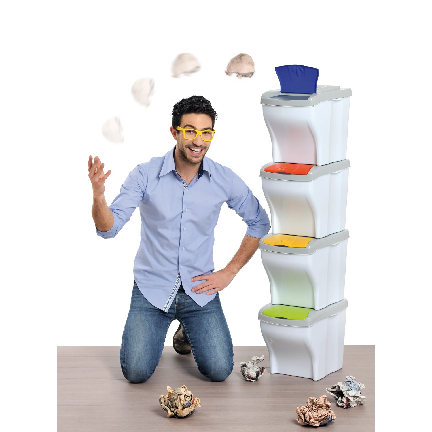 Set Di 4 Pattumiere Modulari Impilabili Per Raccolta Differenziata - Foto 5