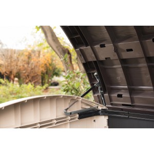 Box contenitore Keter Store It Out Ultra aperta in beige/marrone. Spazio di archiviazione per giardino, patio e balcone.