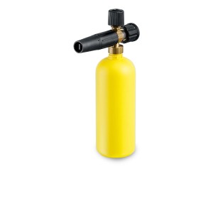 Spruzzatore di schiuma giallo come accessorio per idropulitrici.
