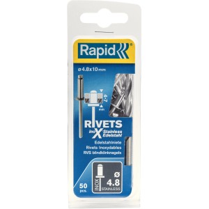 Rivetti ciechi Rapid Ø 4.8x10mm, acciaio inox, 50 pz, per Graffe a dorso sottile