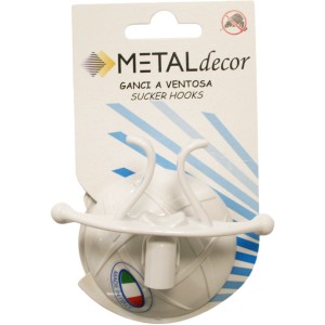 Gancio appendiabiti bianco con ventosa per un facile fissaggio.