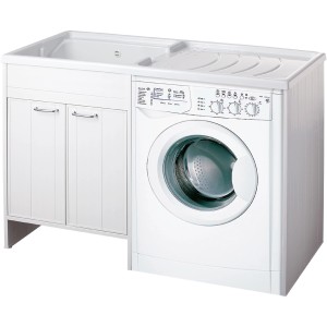 Mobile lavatoio bianco con lavatrice integrata, categoria Lavatoi.