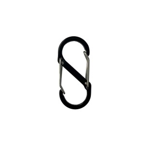 Moschettone doppia chiusura in alluminio 50x23x4 mm nero