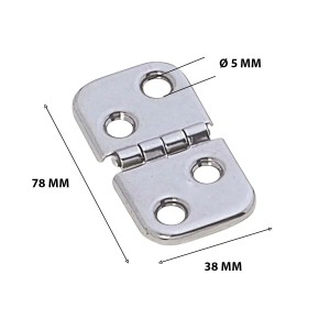 Cerniera in acciaio inox per barche, 78x38mm, accessori nautici.