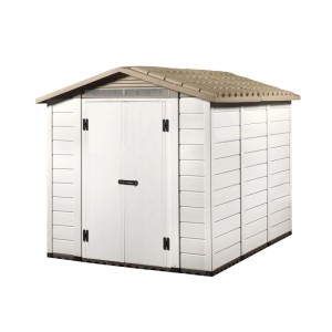 Casetta da giardino in PVC Tuscany 240 sp 20 mm bianco/tortora 229x262x220 cm