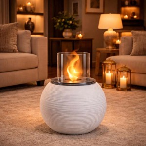 Camino a bioetanolo giardino Divina Fire Botticelli 3,4 kW Ø40xH54 cm bianco p.