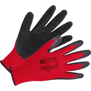 Confezione da 5 guanti da lavoro in lattice rosso, taglia 9, con palmo nero per una migliore presa.