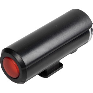 Campanello per bici nero con pulsante rosso per accessori manubrio.