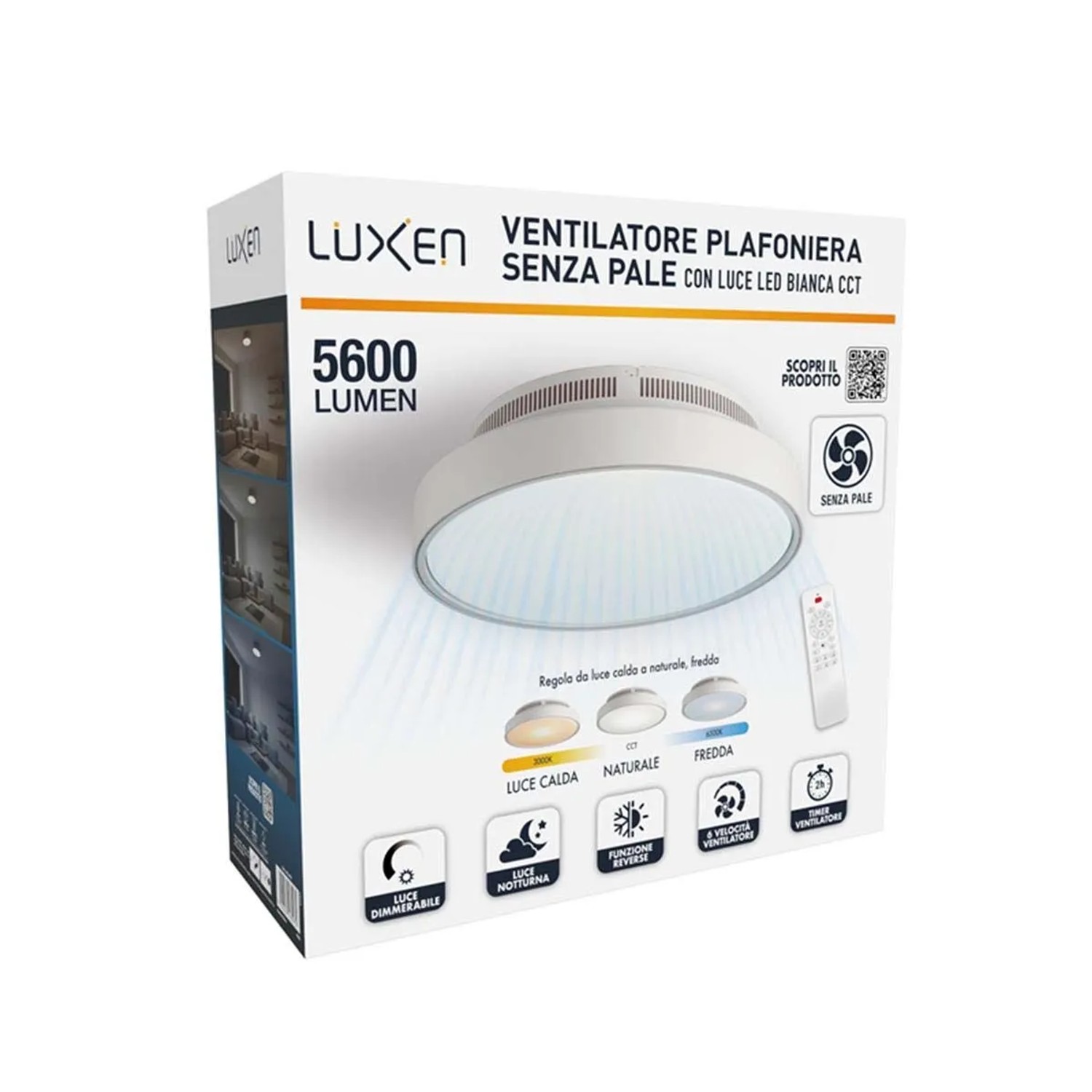 Plalfoniera LED con venetilatore 5600 lm bianco Ø 52x17 cm_2