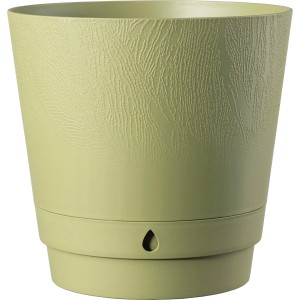 Vaso per piante t.b.t. verde con superficie texturizzata e scarico acqua