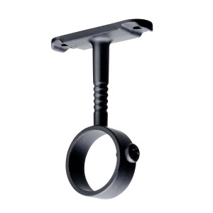 Staffa nera per asta appendiabiti per mobili, montaggio a soffitto.