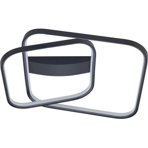 Plafoniera LED moderna t.b.t. con design angolare intrecciato in antracite.