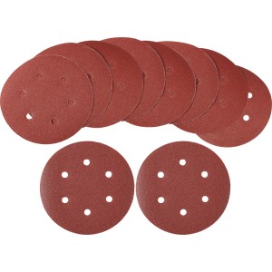 10 dischi abrasivi LUX per levigatrice rotorbitale, Ø 150mm, grana K120, per legno e metallo.