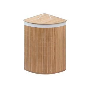 Cesto portabiancheria angolare in bambù con coperchio. Pratico Portabiancheria per bagno o camera da letto.