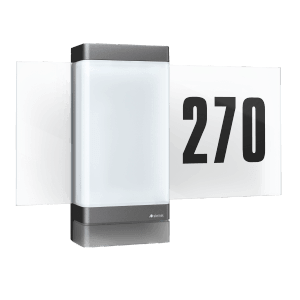 Lampada LED con numero civico Steinel L270 SC antracite con sensore di movimento.
