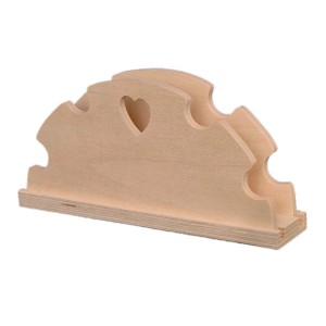 t.b.t. in legno chiaro per accessori artistici con intaglio a cuore.