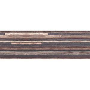 Paraschizzi t.b.t. effetto legno nei toni del marrone e del grigio.