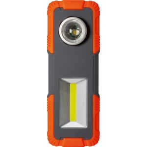 Work Line COB LED lampada da lavoro, torcia con due superfici luminose e корпус arancione.