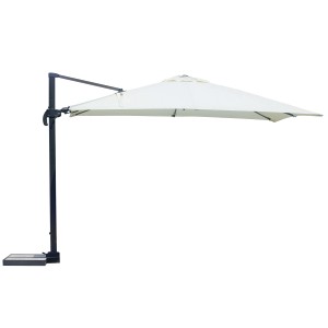 Ombrellone a braccio t.b.t. con telo chiaro e struttura scura.