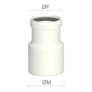 Riduzione Ø 80 maschio - Ø 50 femmina PPH per scarichi fumo bianco
