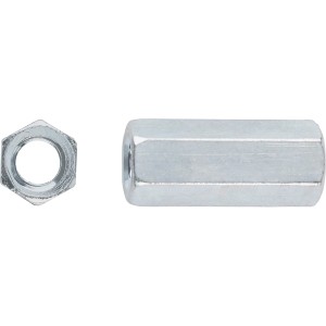 Dado di collegamento LUX zincato M6x30, 4 pezzi, per collegare barre filettate o come distanziale.