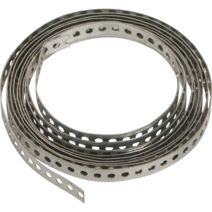 Nastro forato zincato (12mm x 3m) arrotolato per strutture in legno.
