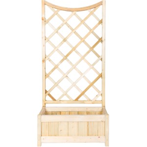 Fioriera in legno con grigliato per esterni.