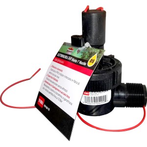 Elettrovalvola nera per irrigazione interrata.