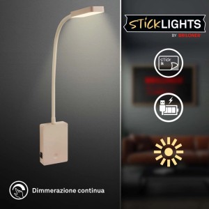 Luce da lettura a LED dimmer touch 200 lm 2W luce calda beige