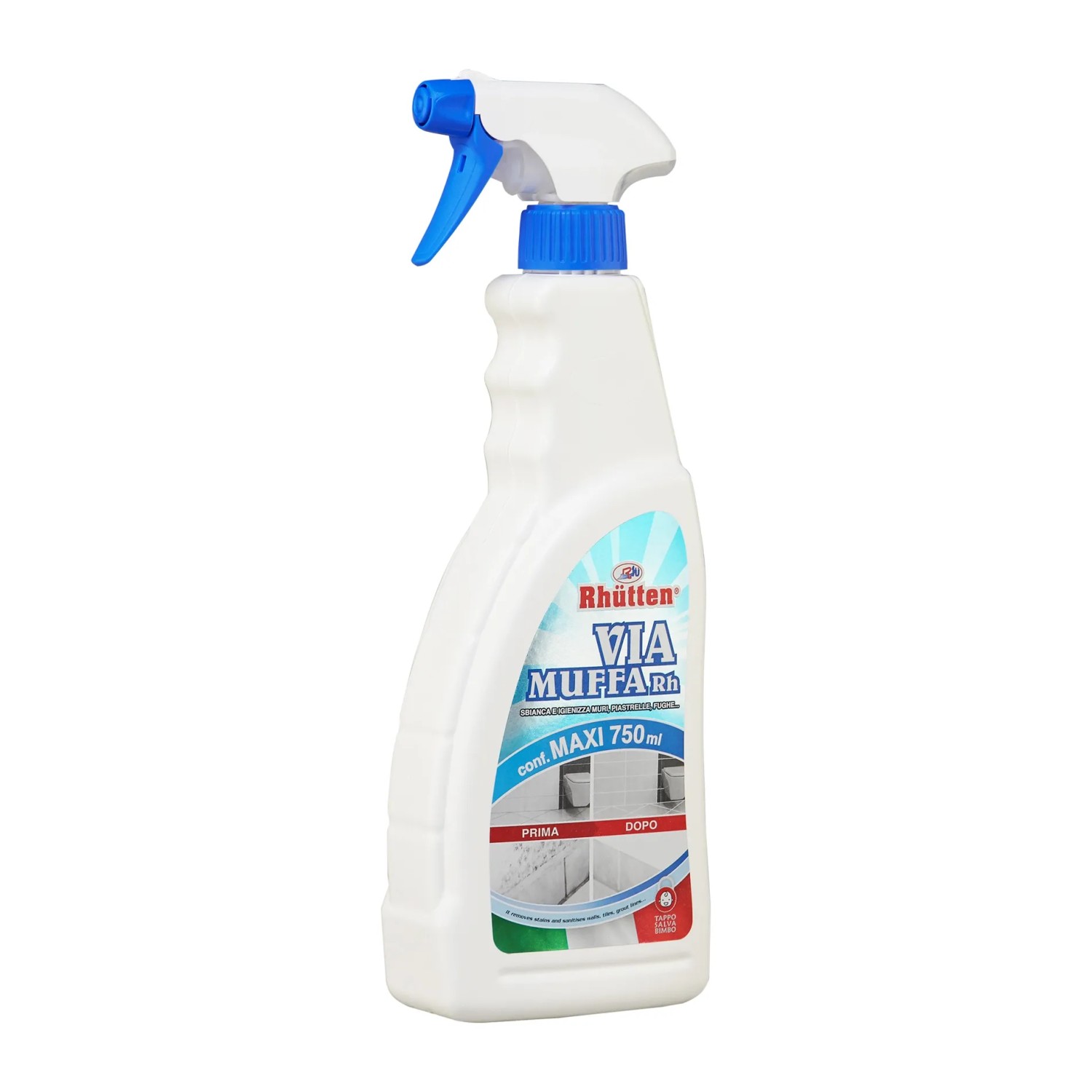 Rhütten Via Muffa spray antimuffa, flacone da 750ml con spruzzatore.