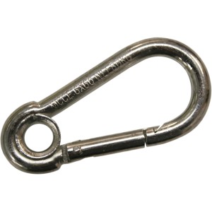 Moschettone argentato per applicazioni versatili.