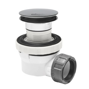 t.b.t. Sifone doccia in plastica con copertura cromata.
