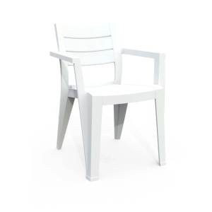 Sedia da giardino senza cuscino con braccioli Julie bianco