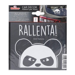 t.b.t. Adesivi per auto con panda e scritta Rallenta!