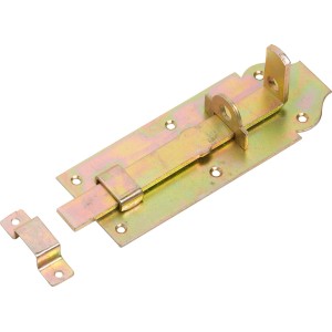 Catenaccio per porta zincato giallo, 180x65mm, per fissare porte e cancelli all'esterno.