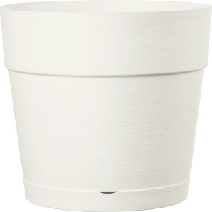 Vaso per piante t.b.t. color crema con sottovaso per interni e giardino.
