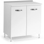 Mobile base da cucina bianco con due ante e maniglie cromate.